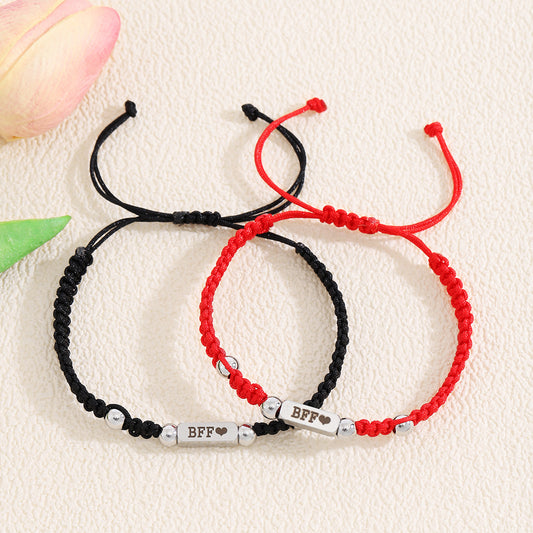 Set of 2 Adjustable BFF Friendship Cord Bracelets - BFF Best Friends Forever - Fantasy - Pendant