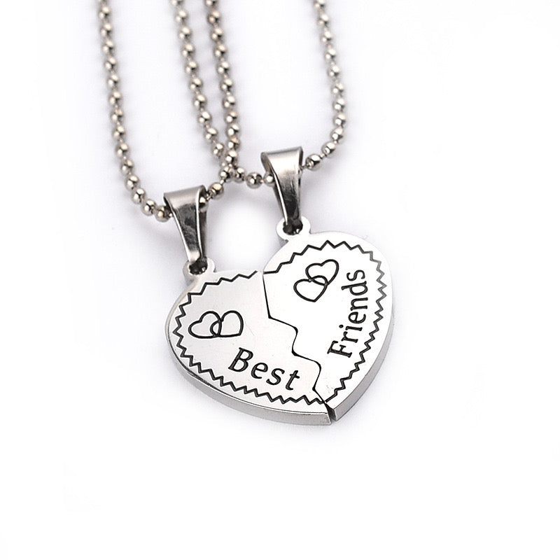 Lot de 2 Colliers D'amitié - Coeur - BFF - Best Friends Forever - Amitié - Pendentif et Chaine Argenté