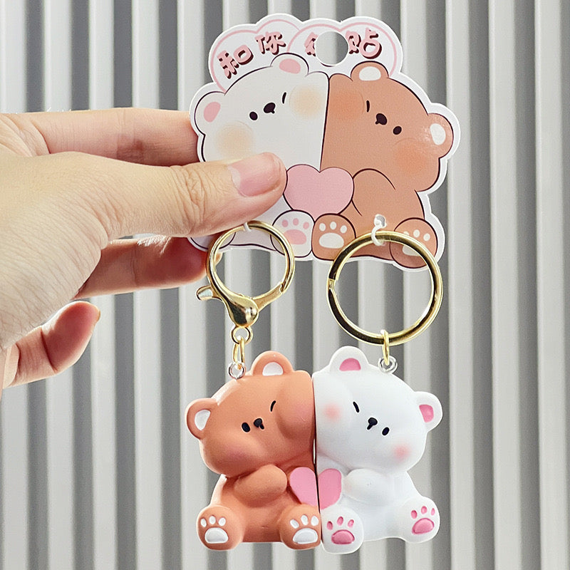 Porte Clés - Mignon Ourson - A Partager - Aimanté - Amoureux - Meilleurs Amis - Pendentif Sac - BFF - Best Friends - Amitié (Copie)