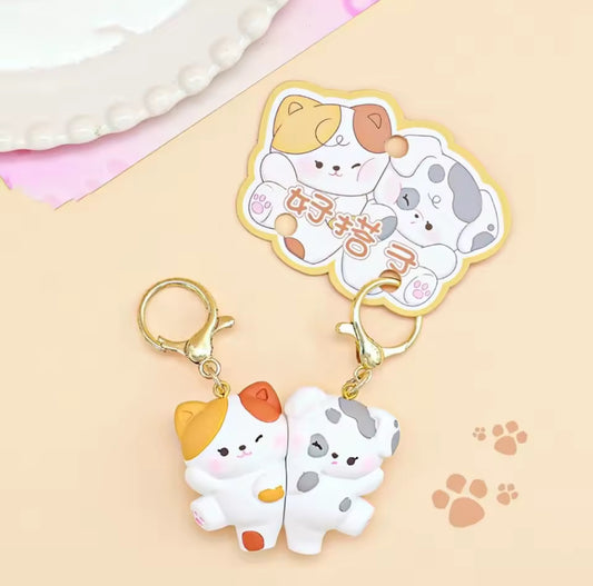 Porte Clés - Mignon Chatons - A Partager - Aimanté - Amoureux - Meilleurs Amis - Pendentif Sac - BFF - Best Friends - Amitié