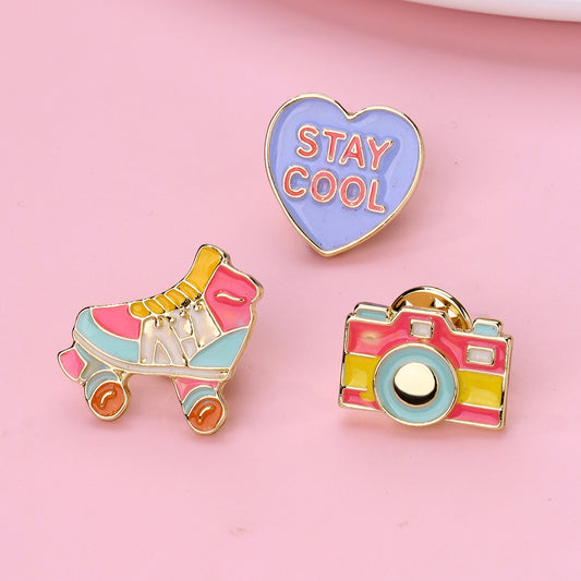 Set of 3 Pins Brooches - Romantic Cute Sweet Roller Skates - Fantasy - Alloy Enamel