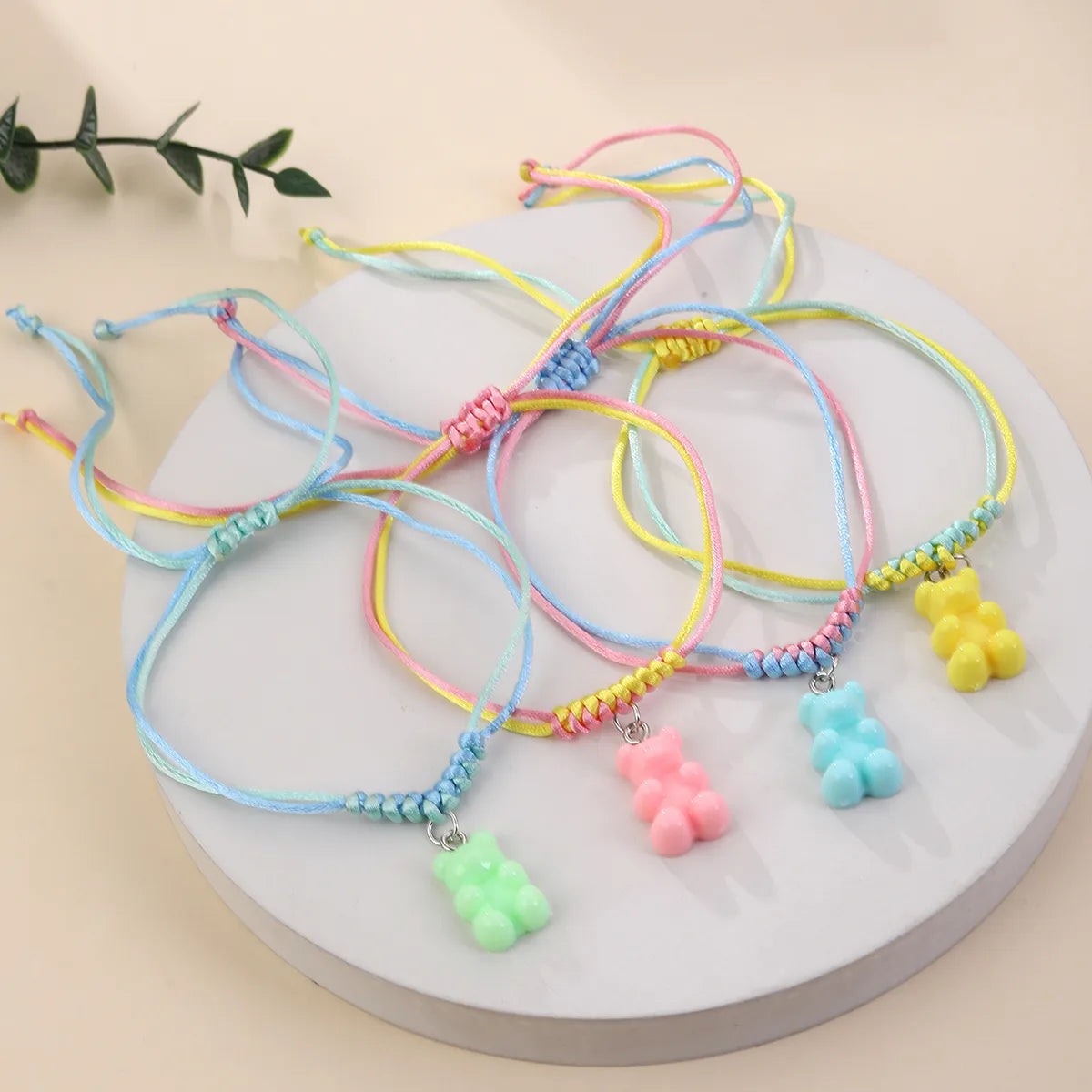 Bracelet Cordon Réglable - Ourson - Couleurs Pastels - Mignon Ours