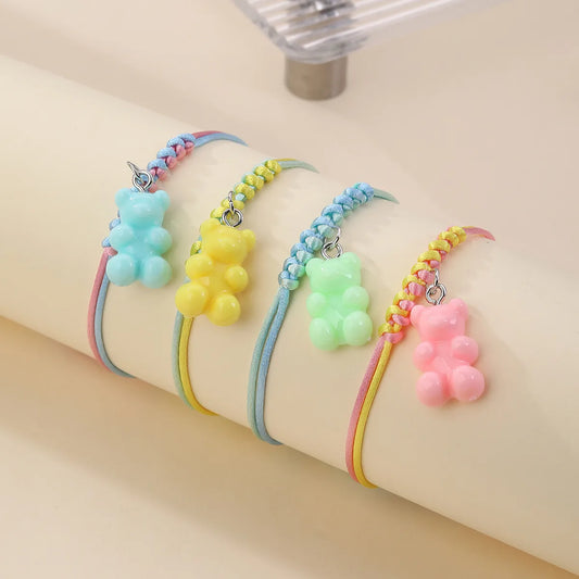 Bracelet Cordon Réglable - Ourson - Couleurs Pastels - Mignon Ours