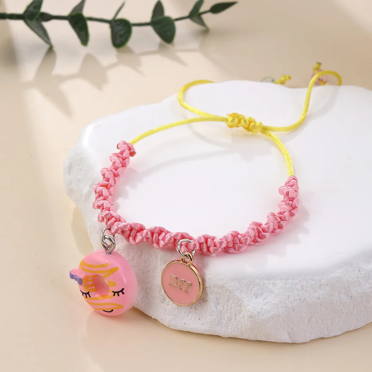 Lot de 2 Bracelets D'amitié Cordon Réglable - Donuts - BFF - Best Friends Forever - Amoureux Couple Amitié - Mignon Kawaii