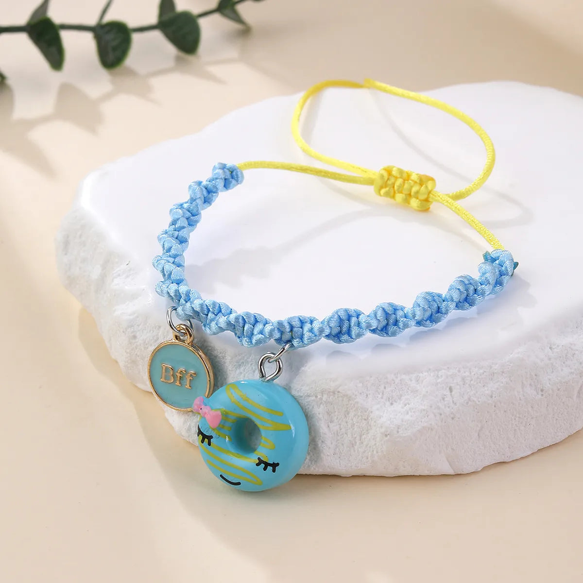 Lot de 2 Bracelets D'amitié Cordon Réglable - Donuts - BFF - Best Friends Forever - Amoureux Couple Amitié - Mignon Kawaii