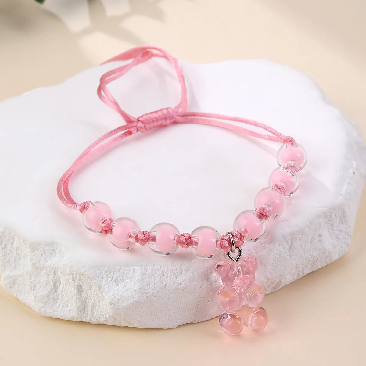 Bracelet Cordon Réglable - Ourson - Couleurs Translucide - Mignon Ours - Perles