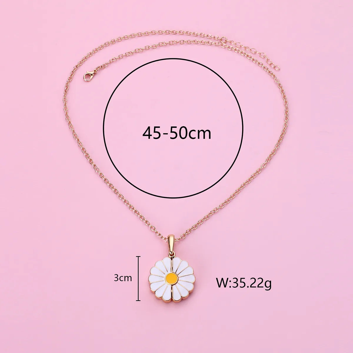 Collier avec Pendentif - Marguerite qui s'ouvre - Fleur - Gravure I Love You - Cœur - Mignon