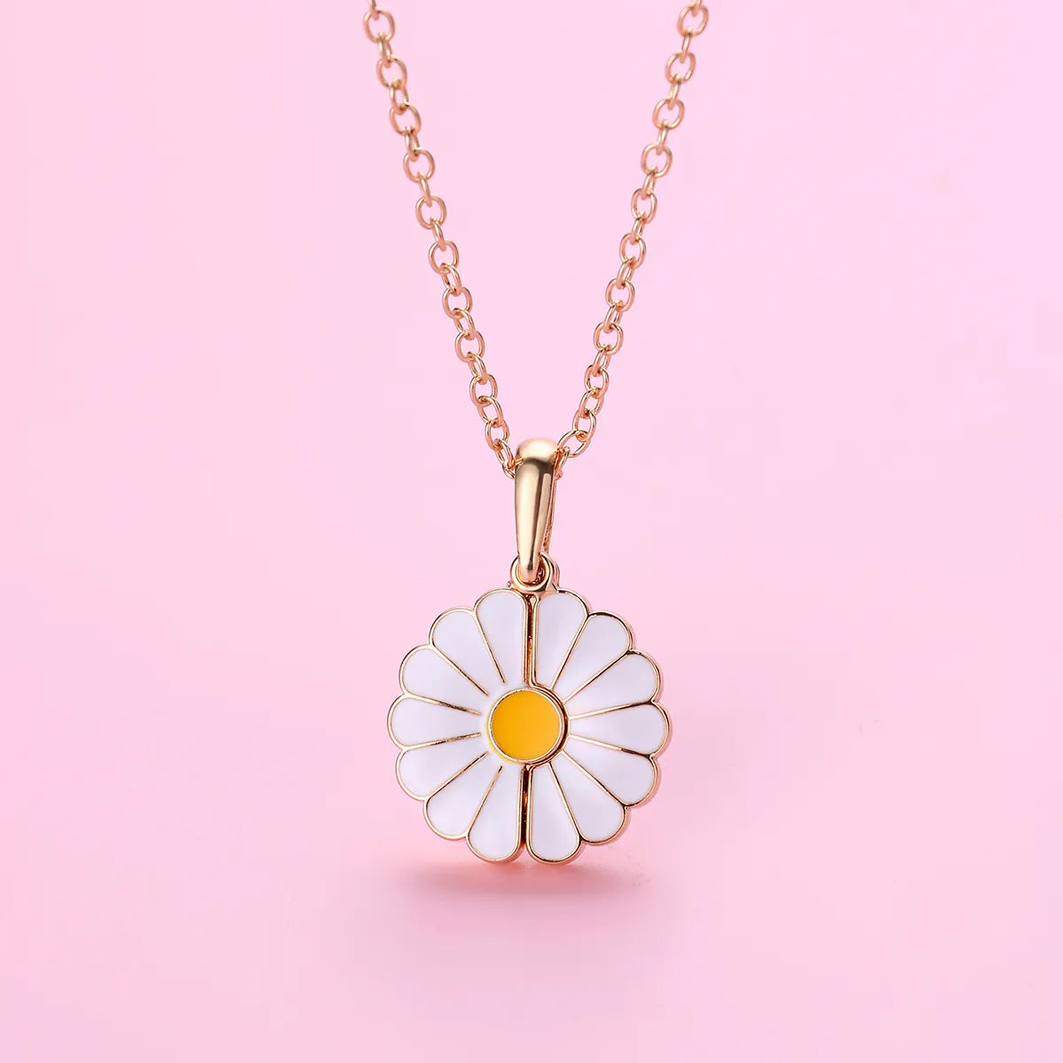 Collier avec Pendentif - Marguerite qui s'ouvre - Fleur - Gravure I Love You - Cœur - Mignon