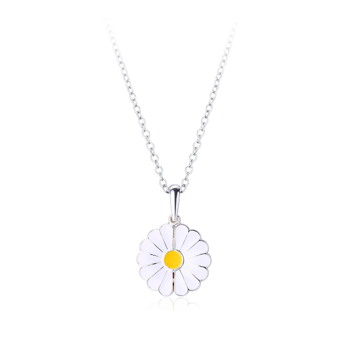 Collier avec Pendentif - Marguerite qui s'ouvre - Fleur - Gravure I Love You - Cœur - Mignon