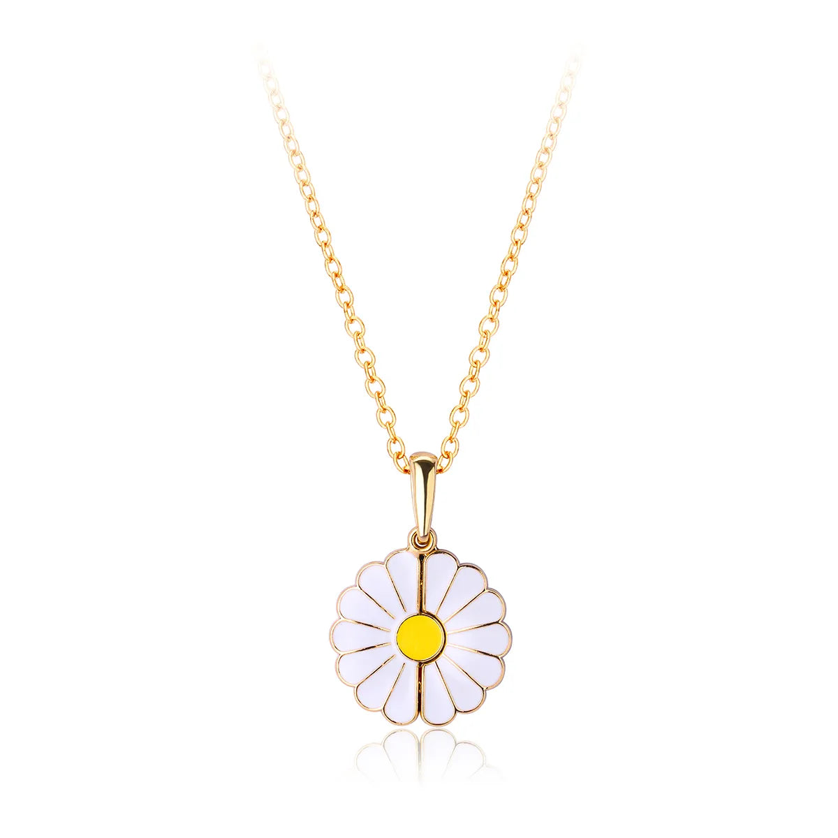 Collier avec Pendentif - Marguerite qui s'ouvre - Fleur - Gravure I Love You - Cœur - Mignon