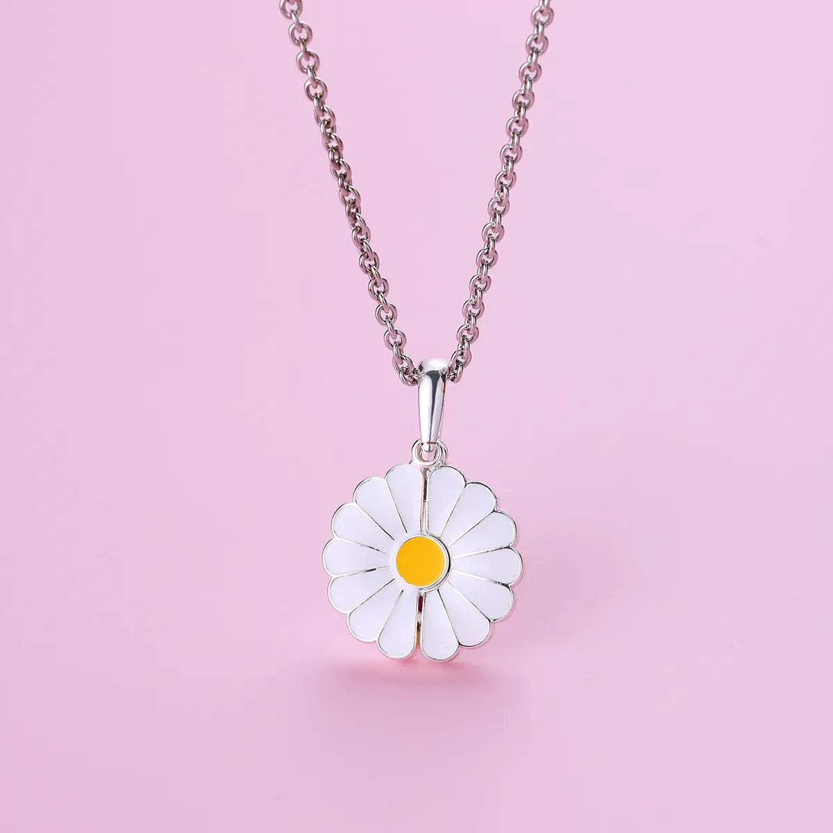 Collier avec Pendentif - Marguerite qui s'ouvre - Fleur - Gravure I Love You - Cœur - Mignon