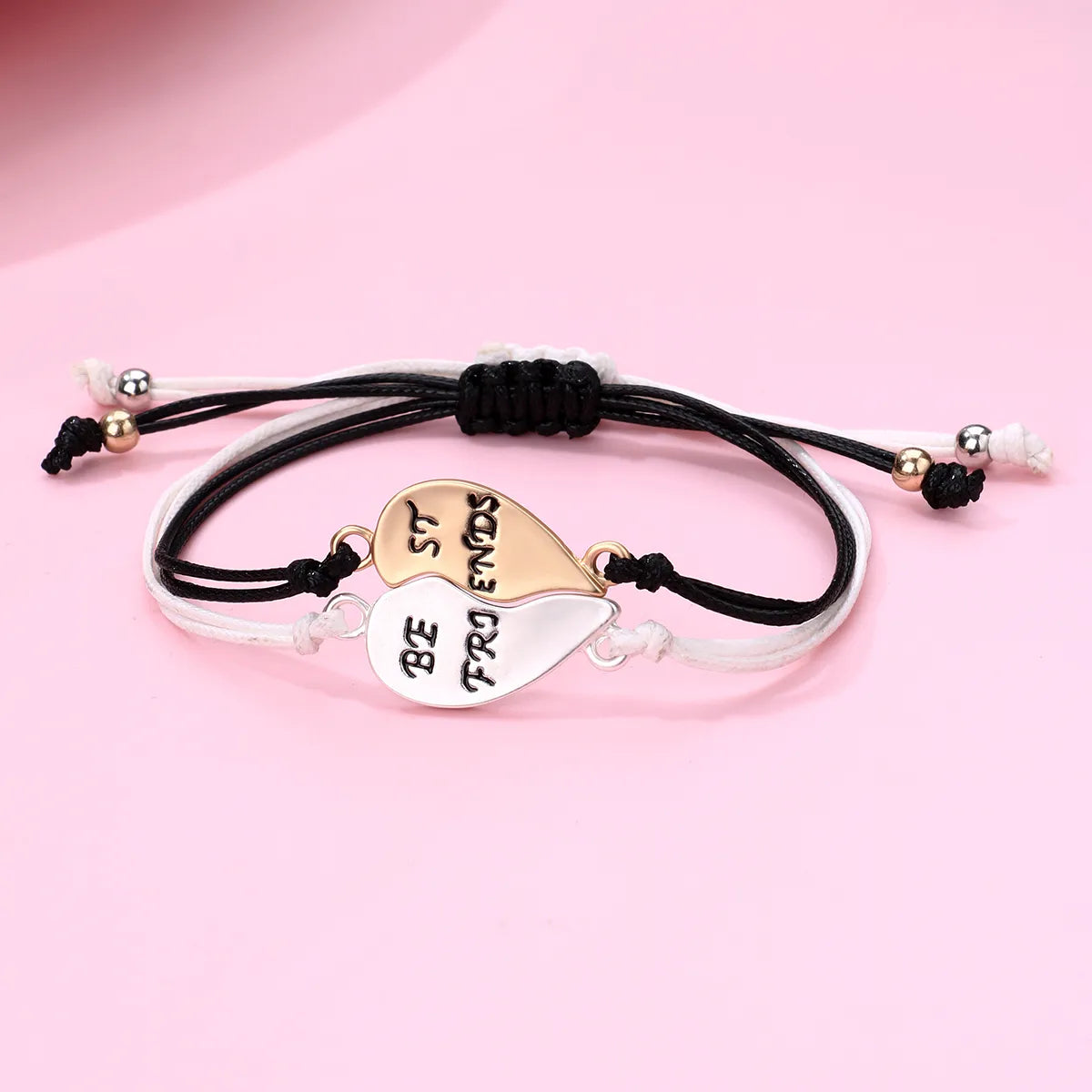 Lot de 2 Bracelets D'amitié Cordon Réglable avec Carte - Coeur - BFF - Best Friends Forever - Amoureux Couple Amitié