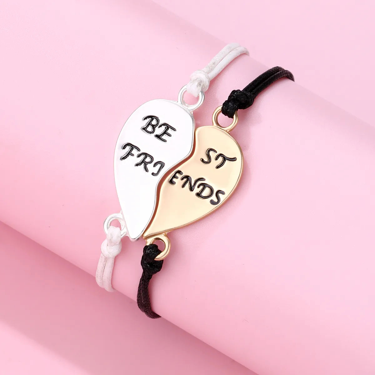 Lot de 2 Bracelets D'amitié Cordon Réglable avec Carte - Coeur - BFF - Best Friends Forever - Amoureux Couple Amitié