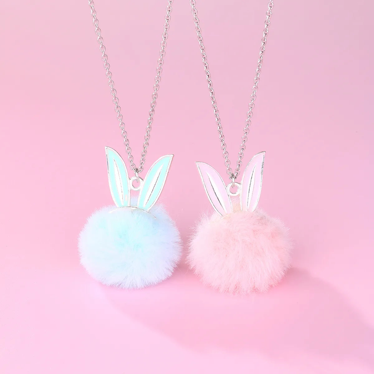 Lot de 2 Colliers D'amitié - Lapin Pompon - Boule de Poil - BFF -  Best Friends Forever - A partager