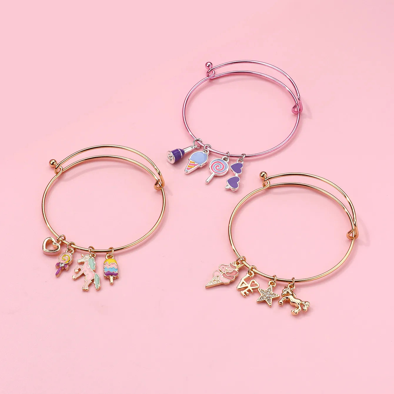 Bracelet Breloques avec Carte - Sucette Licorne Glace - Fantaisie - Mignon