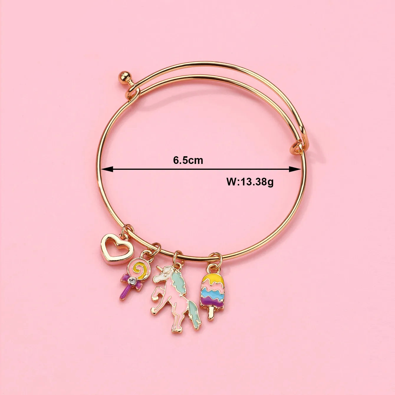 Bracelet Breloques avec Carte - Sucette Licorne Glace - Fantaisie - Mignon