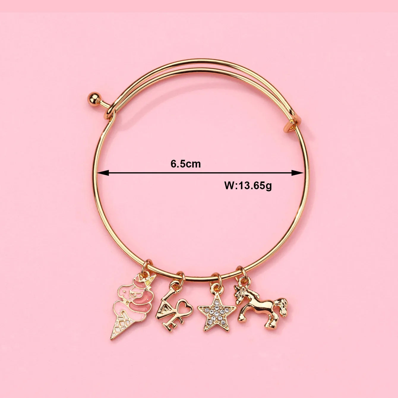 Bracelet Breloques avec Carte - Sucette Licorne Glace - Fantaisie - Mignon