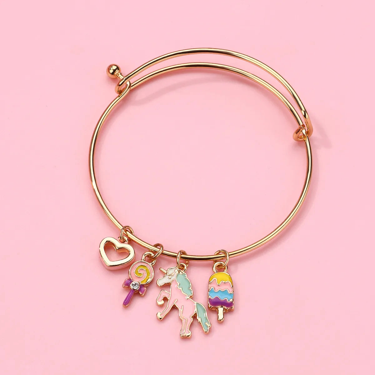 Bracelet Breloques avec Carte - Sucette Licorne Glace - Fantaisie - Mignon