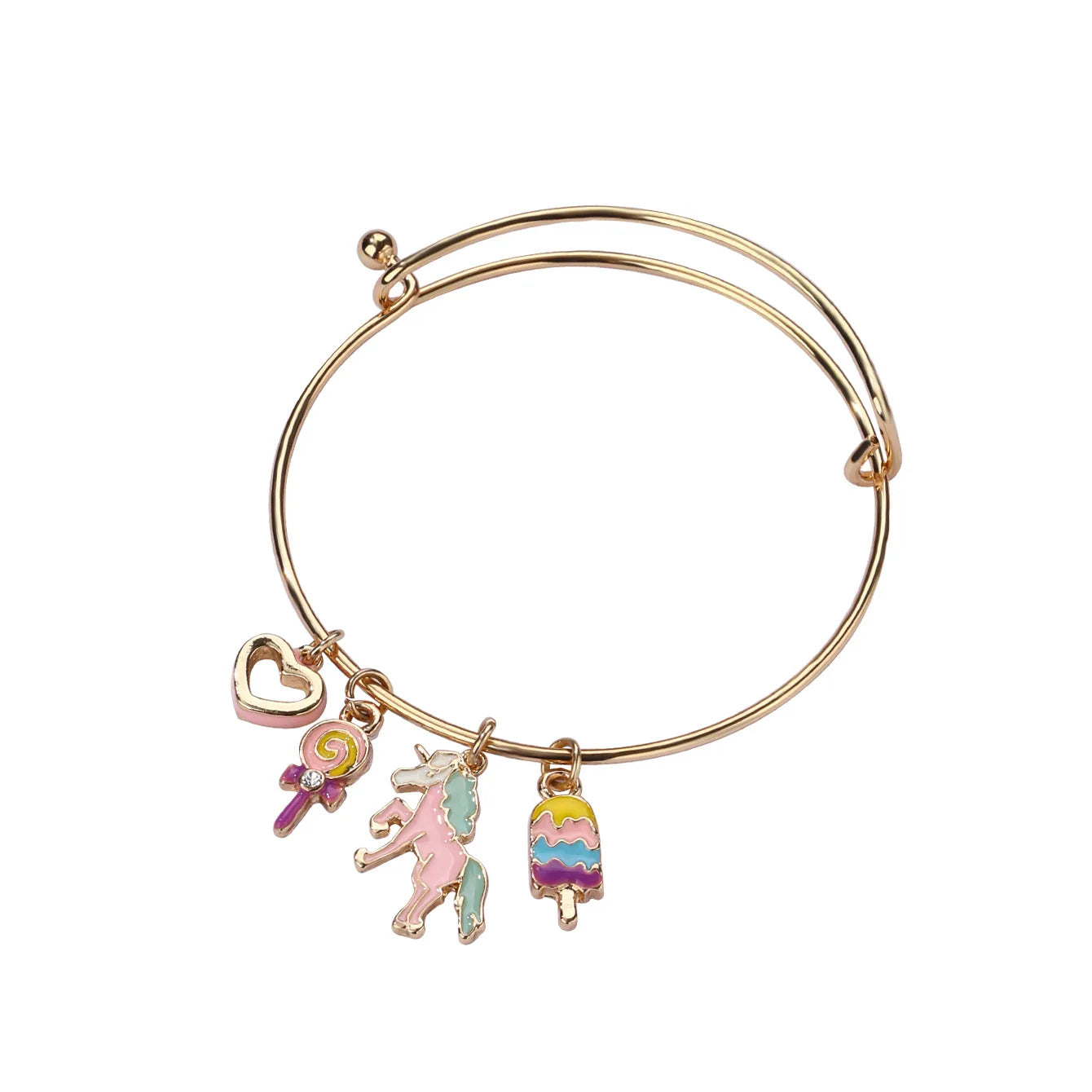 Bracelet Breloques avec Carte - Sucette Licorne Glace - Fantaisie - Mignon