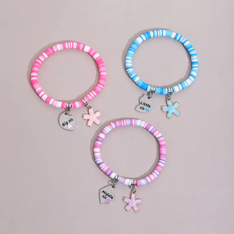Set mit 3 verstellbaren Kordelarmband-Mutter-Töchtern – Familie, Eltern, Kind, Mutter, Schwester, Mädchen – Fantasie – Schmetterlinge-Anhänger