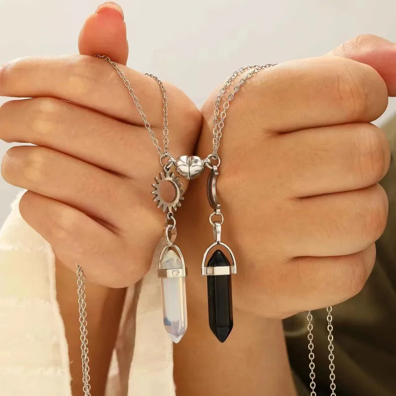 Lot de 2 Colliers D'amitié - Tube - BFF - Best Friends Forever - Pendentif Aimanté Coeur - Amoureux Couple Amitié
