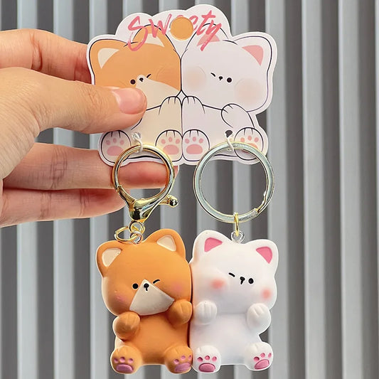 Porte Clés - Mignon Chat Siamois Shiba - A Partager - Aimanté - Amoureux - Meilleurs Amis - Pendentif Sac - BFF - Best Friends - Amitié