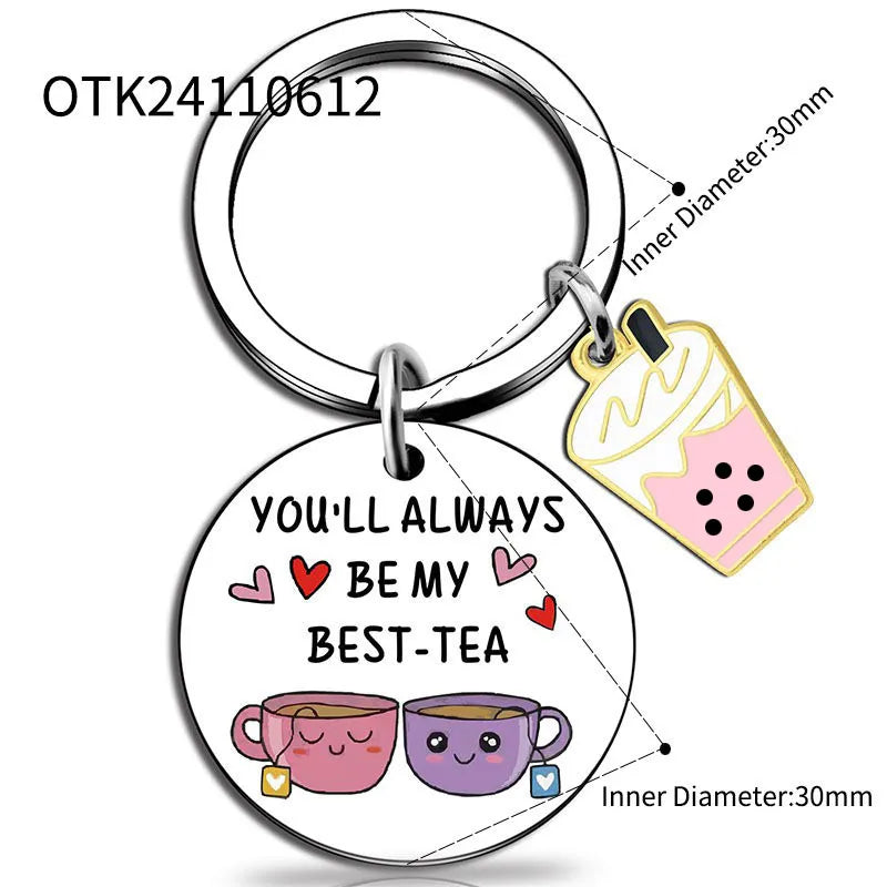 Porte Clés - Best Tea - BFF - Best Friends - Pendentif Sac - Acier Inoxydable