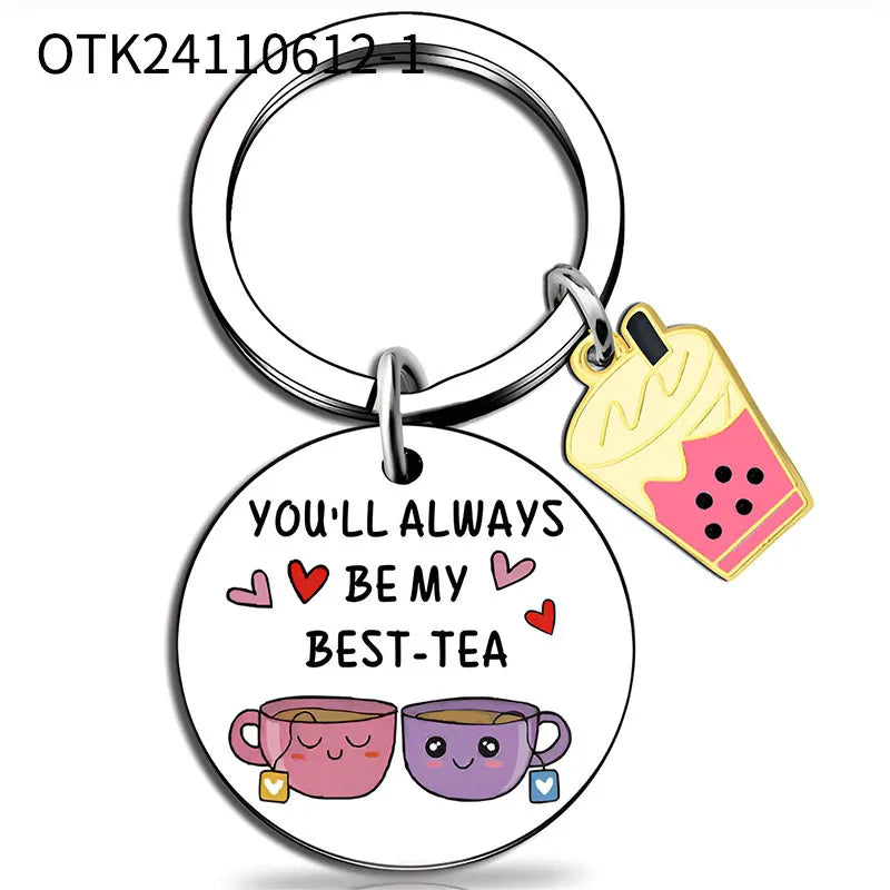 Porte Clés - Best Tea - BFF - Best Friends - Pendentif Sac - Acier Inoxydable