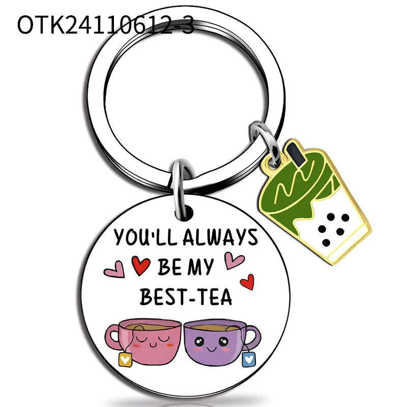 Porte Clés - Best Tea - BFF - Best Friends - Pendentif Sac - Acier Inoxydable