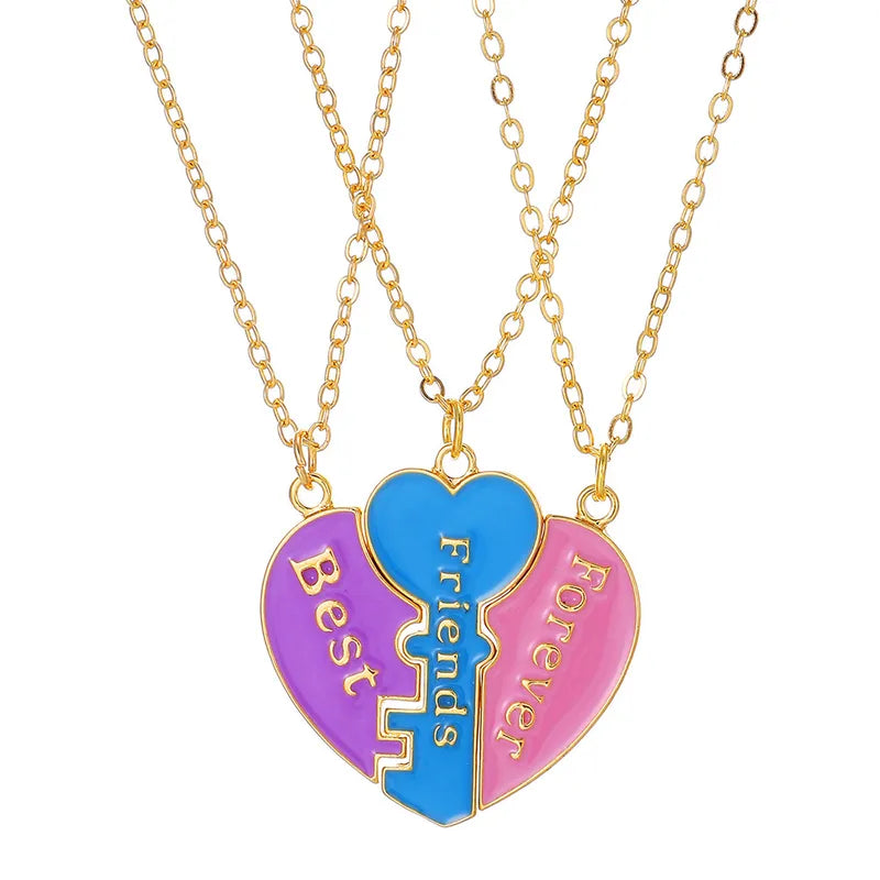 Lot de 3 Colliers BFF Aimanté - Coeur Clé - Best Friends Forever - Amitié