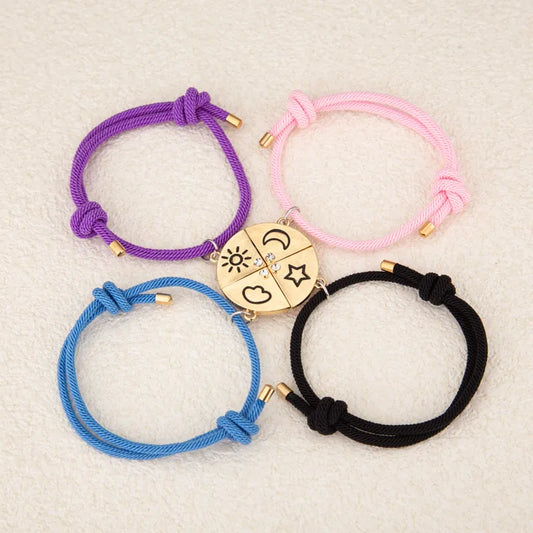 Set mit 2 verstellbaren Freundschaftsarmbändern aus Kordel, beste Freunde, Ying und Yang – BFF beste Freunde – Fantasy – magnetischer Anhänger – Liebhaber – Paar