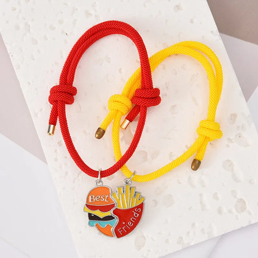 Lot de 2 Colliers BFF - Hamburger Frites - Best Friends Forever - Amoureux Meilleurs Amis Couple Amitié