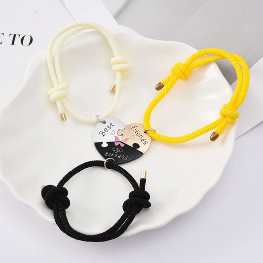 Set mit 2 verstellbaren Freundschaftsarmbändern aus Kordel, beste Freunde, Ying und Yang – BFF beste Freunde – Fantasy – magnetischer Anhänger – Liebhaber – Paar
