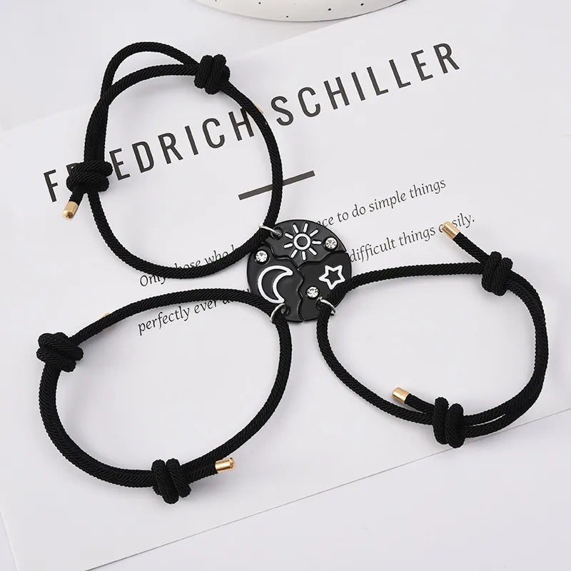 Set mit 2 verstellbaren Freundschaftsarmbändern aus Kordel, beste Freunde, Ying und Yang – BFF beste Freunde – Fantasy – magnetischer Anhänger – Liebhaber – Paar