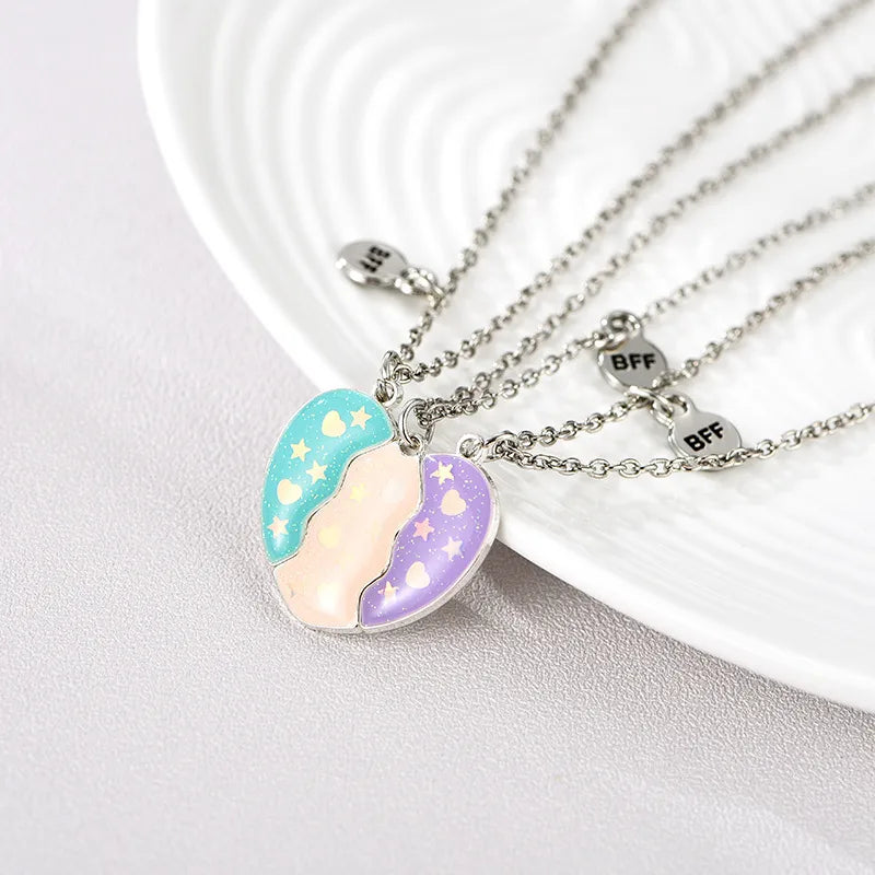 Lot de 3 Colliers BFF Aimanté - Coeur Fruits Etoiles - Best Friends Forever - Amitié - Pendentif Aimanté - Mignon