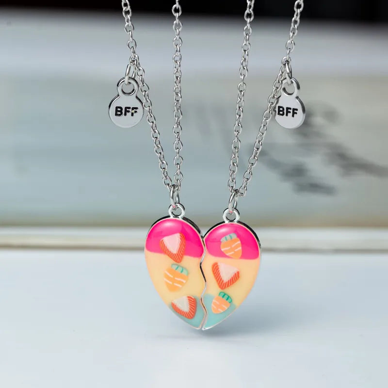 Lot de 2 Colliers BFF Aimanté - Coeur Fruits Etoiles - Best Friends Forever - Amitié - Pendentif Aimanté - Mignon