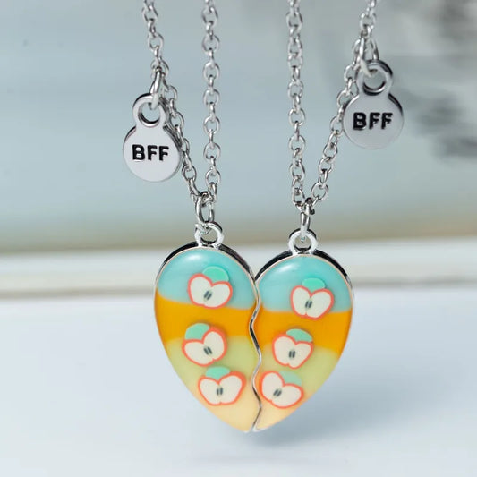 Lot de 2 Colliers BFF Aimanté - Coeur Fruits Etoiles - Best Friends Forever - Amitié - Pendentif Aimanté - Mignon