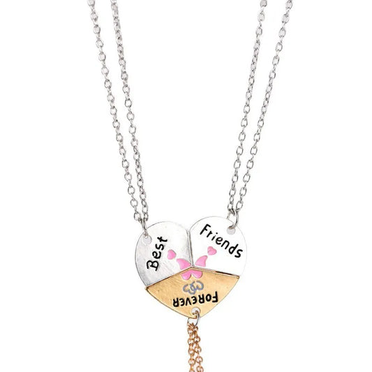 Lot de 3 Colliers BFF - Coeur Aimanté - Best Friends Forever - Argenté Doré