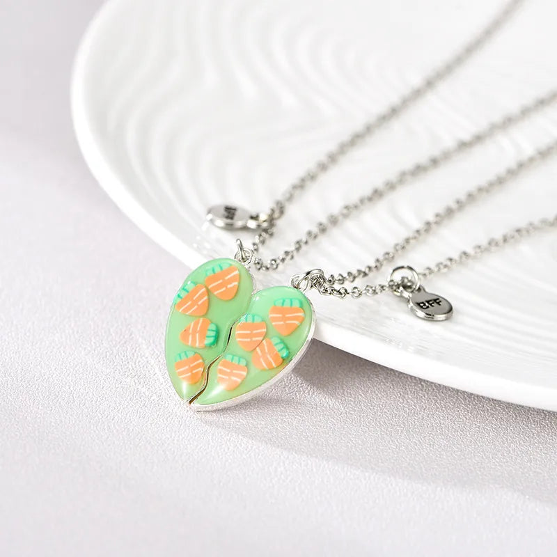 Lot de 2 Colliers BFF Aimanté - Coeur Fruits Etoiles - Best Friends Forever - Amitié - Pendentif Aimanté - Mignon