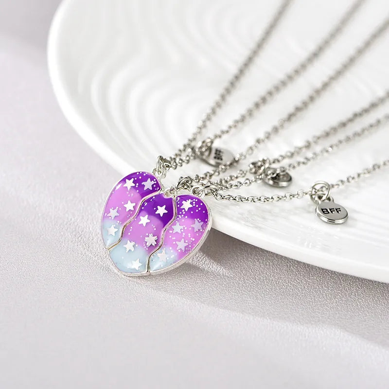Lot de 3 Colliers BFF Aimanté - Coeur Fruits Etoiles - Best Friends Forever - Amitié - Pendentif Aimanté - Mignon