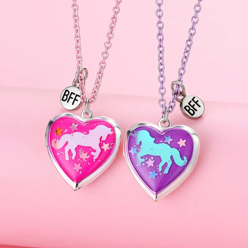 Lot de 2 Colliers D'amitié - Coeur Fleur Arc en Ciel ou Fruits - BFF - Best Friends Forever - Amoureux Couple - Fantaisie - Mignon - Amitié A partager