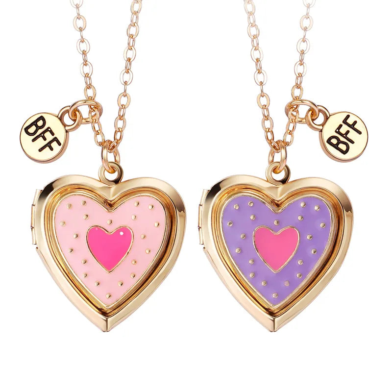 Lot de 2 Colliers D'amitié - Coeur Fleur Arc en Ciel ou Fruits - BFF - Best Friends Forever - Amoureux Couple - Fantaisie - Mignon - Amitié A partager
