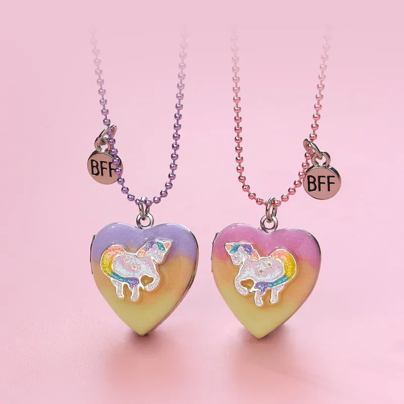 Lot de 2 Colliers D'amitié - Coeur Fleur Arc en Ciel ou Fruits - BFF - Best Friends Forever - Amoureux Couple - Fantaisie - Mignon - Amitié A partager