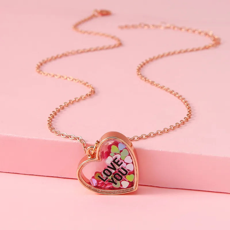 Collier Acrylique Transparent - Chat Ourson Grenouille Coeur - Pendentif intérieur Paillettes