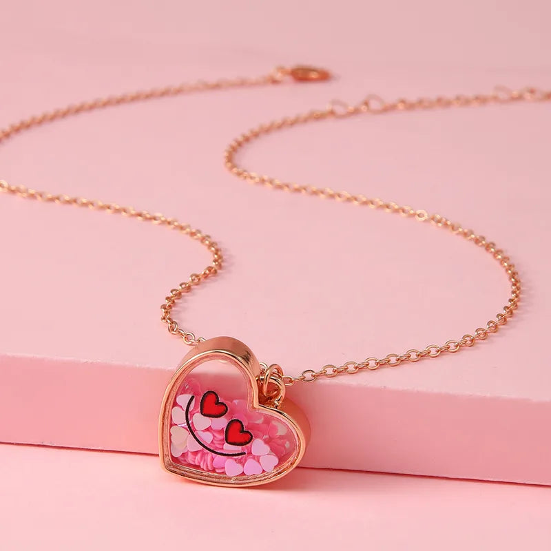 Collier Acrylique Transparent - Chat Ourson Grenouille Coeur - Pendentif intérieur Paillettes