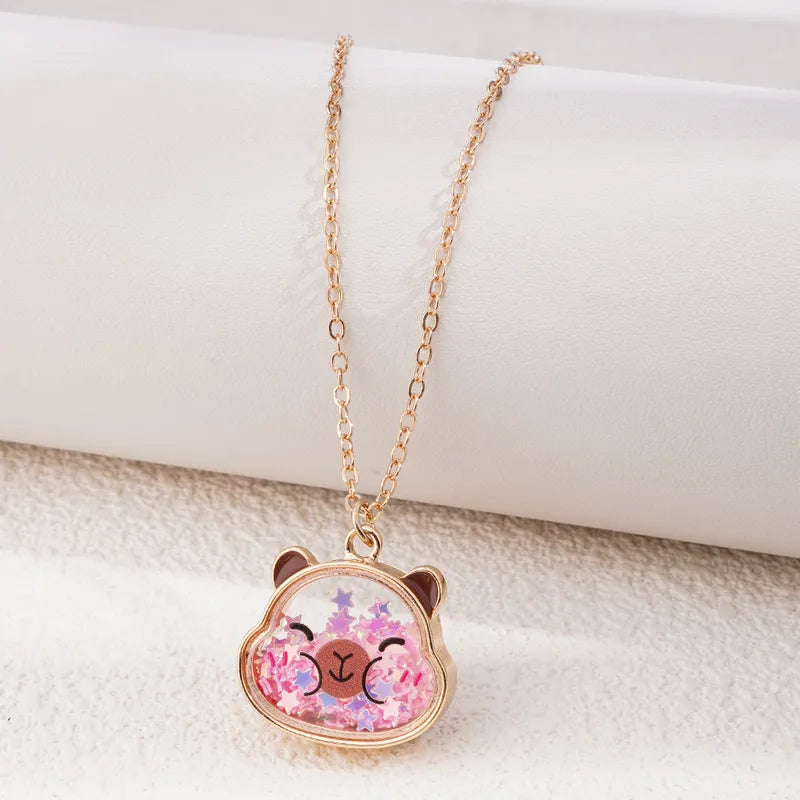 CHILD - Panda Necklace Chain - Frog - Cow - Gold Cute Inner Pendant Glitter Star Heart Beads Phosphorescent