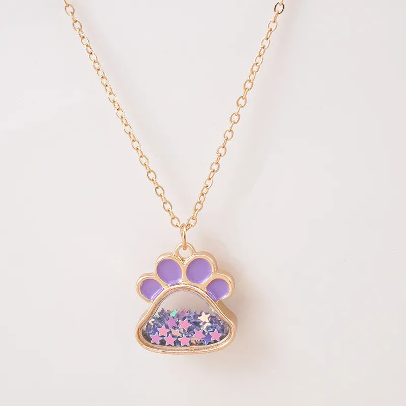Collier Patte Chien Chat - Mignon - Pendentif intérieur Paillettes Etoile