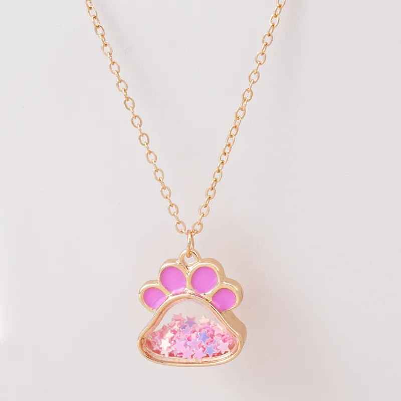 Collier Patte Chien Chat - Mignon - Pendentif intérieur Paillettes Etoile