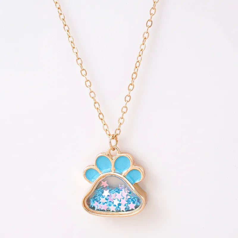 Collier Patte Chien Chat - Mignon - Pendentif intérieur Paillettes Etoile