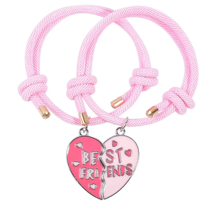 Lot de 2 Colliers ou Bracelets BFF Aimanté - Best Friends Forever - Pendentif Coeur - Amitié